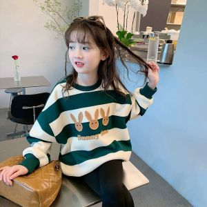 BABYFINE เสื้อในเด็กโต เสื้อเด็กหญิง การออกแบบลายทางแฟชั่น สาวฤดูใบไม้ร่วงแฟชั่นใหม่พิมพ์ออกแบบเสื้อแขนยาวเวอร์ชั่นเกาหลี2481