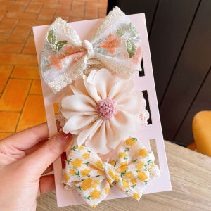 3Pcs/Set Baby Girls Headband Set Bow Knot Flower Elastic Headbands Newborn Kid Toddlers Headwear Hair Accessories Christmas Gift