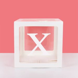 A-Z Letter Name Transparent Balloon Box BABY ONE Blocks Boy Girl Party Gift Box Wedding Decoration Baby Shower Birthday Party