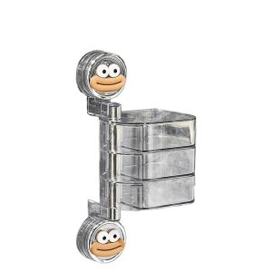 CUNXIN พลาสติกทำจากพลาสติก กล่องเครื่องประดับหมุนถ้วยดูด อุปกรณ์ติดผนัง กันฝุ่นกันฝุ่น ชั้นวางแสดงเครื่องประดับกิ๊บติดผม ใช้งานได้หลากหลาย น่ารักน่ารักๆ กล่องเครื่องประดับหลายชั้น สำหรับบ้าน