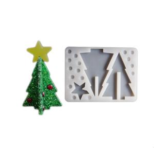 Silicone Ornament Mold Christmas Tree 3D Puzzle Crafting Moulds Easy to Clean Silicone Texture for Home Decorations