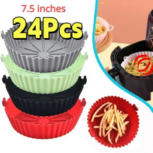 Free gift 24Pcs Reusable Silicone Air Fryer Liners Air Fryer Silicone Pot Silicone Baking Mat Air Fryers Basket