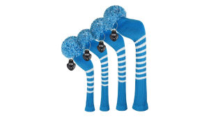 Scott Edward Golf Head Covers 4PCS Soft Acrylic yarn double-layers knittedWhite PinstripeBlue /Black StarSkullStar CrownUS FlagWhite Stripe Combinationsfor Driver*1 Fairway*2 and Hybrid/UT*2