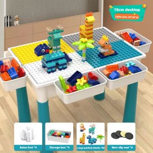 Big Building Blocks Table with Chair and Blocks Kids Table and Chair Set Gift Toys for Kids Blocks