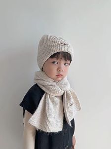 DT764-Kids Hat & Scarf Set Toddler Autumn Winter Windproof Warm Baby Knit Beanie for Boys & Girls儿童帽子+围巾套装小童秋冬季防风保暖
