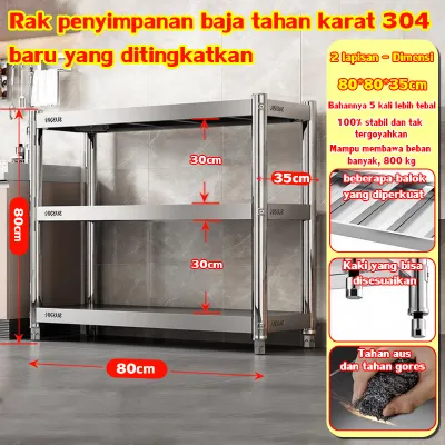 3/4/5 Rak Susun Stainless Steel Rak Dapur Rak Gudang Rak Besi Susun 5 Tingka Rak Dapur Stainless Steel Rak Dapur Multi-Lapisan Rak Oven Rak Microwave Rak Bumbu Rak 5 Susun Rak Penyimpanan Tempat Serbaguna