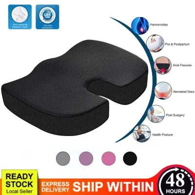 Coccyx Seat Cushion Orthopedic Luxury Chair Pillow 100% Memory Foam For Back Pain Relief & Sciatica & Tailbone Pain Back Support - Ideal Gift For Home Office Chair & Car Driver Seat Pillow - Mesh Cover