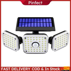 112 LED Motion Sensor Outdoor Lights IP65 Waterproof 3 Heads Flood Light 6000-6500K for Exterior Outside Garage House