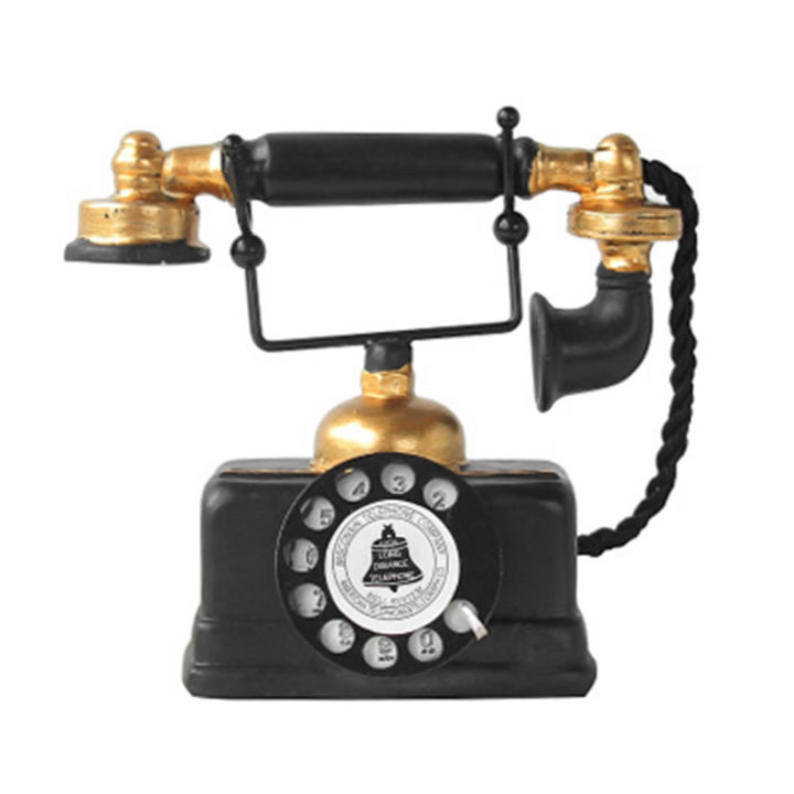 Old Telephone Model Black Vintage Phone Decor Retro Style for Cafe | Lazada