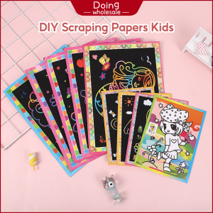 Cartoon Cute Scraping Papers Kids Creative DIY Scratch Drawing Colorful Graffiti Toys