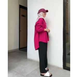 Kemeja Wanita Linen Oversize Olivia Shirt Linen Pocket