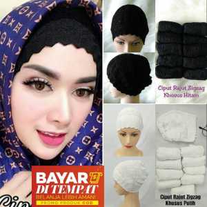 [CUCI GUDANG] Ciput Bandana Rajut Zig Zag/ ciput ziggy rajut warna khusus  HITAM DAN PUTIH