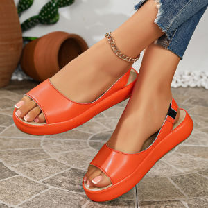 [Free Shipping] Sports Sandals 2026 Summer Collection Plus-Size Elasticated Slip-On WomenS Beach Sandals Open-Toe Low-Heeled Platform Sandals For Women