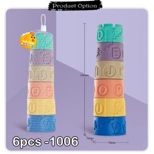 [Little B house] Soft Stacking Building Blocks Montessori Infant Teething Toy Squeeze Sensory 软胶积木 Mainan Bayi - BT307