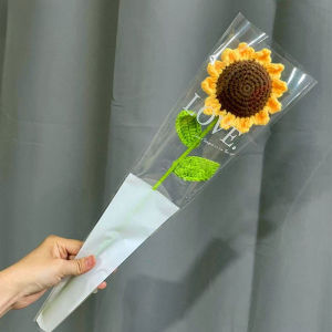 1PC Knitted Flower Rose Tulips Artificial Flower Hand Woven Bouquet Valentines Day Gift Home Decor