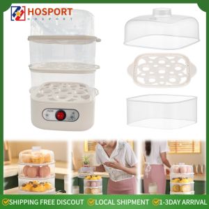 Two/Three-Layer Automatic Mini Steamer Portable Egg Boiler Kitchen Cooking Tool for Breakfast and Meal Prep