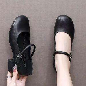 Free Shipping Soft Leather WomenS Shoes 2026 Spring New Collection Elegant And Versatile High-Heeled Pumps Shallow-Toe Design Comfortable Soft-Soled Flats