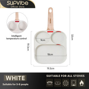 SUPVIBE Intelligent Temperature Control 3 in 1 Frying Pan Burger Pan Pancake Pan Non-Stick Breakfast Pan Suitable For All Stoves Light Smoke 鸡蛋锅(32cm )