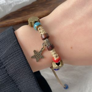 Vintage Maillard wind five-pointed star ceramic beaded splicing bracelet niche design simple and versatile high-end jewelry