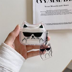 Applicable to Cute Sunglasses Cat Silicone Anti Drop Wireless Bluetooth Earphone Case Suitable for Airpods3/4/pro Fashion Earphone Accessories h260926