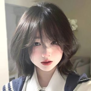 Xingcheng wig female black brown short hair round face shape natural full head cover Internet celebrity age reduction simulation medium long hair cover