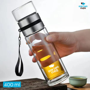 One Two Cups Botol Minum Kaca Borosilikat dengan Saringan 400ml
