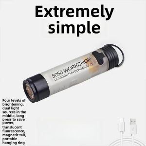 [COD/Local Seller]  5050 OriginalFlashlight Ultra-Lightweight Outdoor High-Brightness Multi-Function Rechargeable Camping Portable Pocket Light With Charging Line