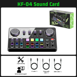 [FREE TWS]KOORFLY KF04 Real time Sound Card Streaming Audio Interface Mixer cocok untuk 48V Microphone Recorder Bluetooth ASMR Guitar PC/Phone