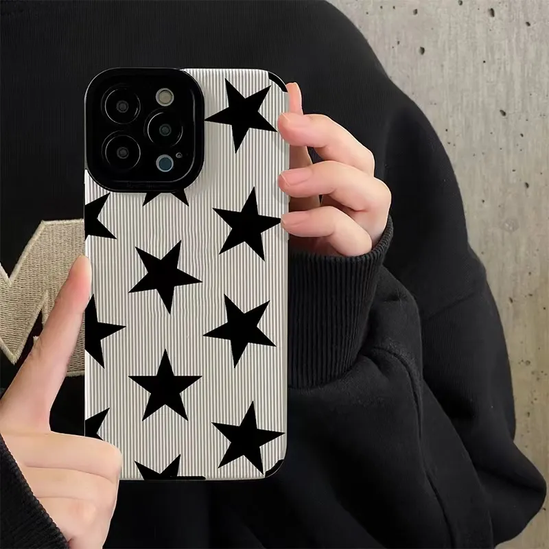 Black Star ​Luxury Leather Phone Case For iPhone 16/15/14/13/12/11 Pro