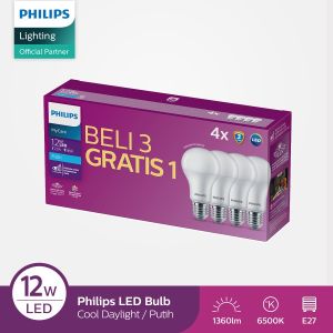 PHILIPS LAMPU LED MYCARE 12W PAKET LED BULB 12 WATT ISI 4 PCS PUTIH
