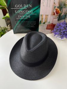 หมวกสานชาย ทรงปานามาแต่งคาดดำ B039