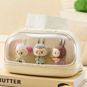 J2UQR3 พลาสติก กล่องทิชชู่ตั้งโต๊ะ หลายฟังก์ชัน ป้องกันฝุ่น ที่ใส่กระดาษ สร้างสรรค์ ฐานสปริง กล่องเก็บของรูปปั้น จอแสดงผลเดสก์ท็อป