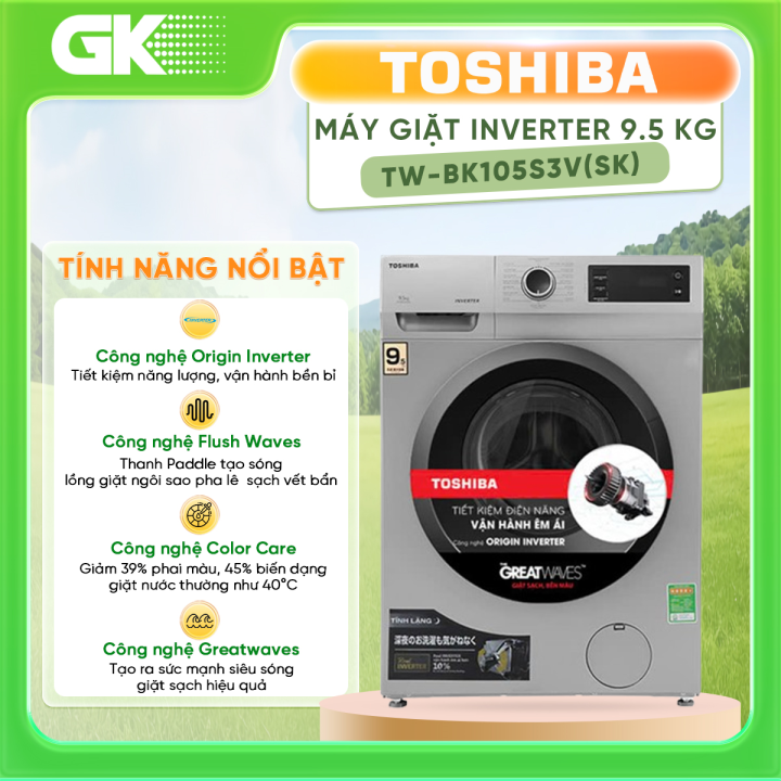 Máy giặt Toshiba Inverter 9.5 Kg TW-BK105S3V(SK) - GIAO TOÀN QUỐC - FREESHIP HCM