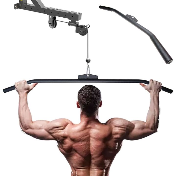 【CW】 Gym Straight Bar Pull Down Machine Attachments Bicep Tricep Back ...