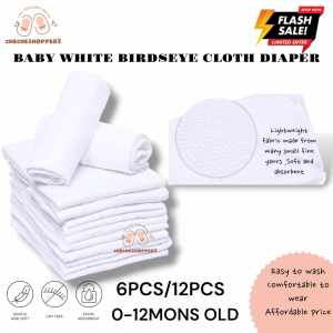 12PCS Baby Cloth Diaper Birdseye Cotton Lampin BABY ORDINARY WHITE LAMPIN BIRDS EYE/Cloth Diaper (10X27)PAHABA ANG CUT soft fabric comfortable to wear