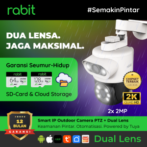 RABIT SMART IP CCTV WIFI CAMERA OUTDOOR FHD 2 MP DUAL LENS PTZ WIDE ANGLE AUTO TRACKING