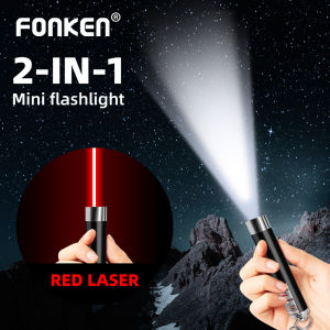 FONKEN Flashlight Outdoor Mini Waterproof Work Light 2 In 1 Red Light Flashlight Pen With White LED Light Suitable For Adventure/Teaching/Fun Cats