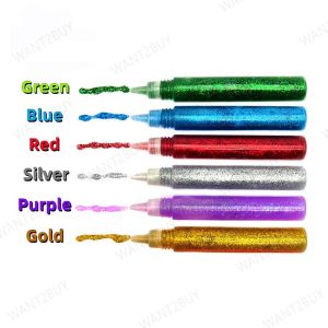 6/10g Washable Metallic Glitter Glue Pen Paint Marker Assorted Colors Art Crafts DIY Back To School Stationary Supplies