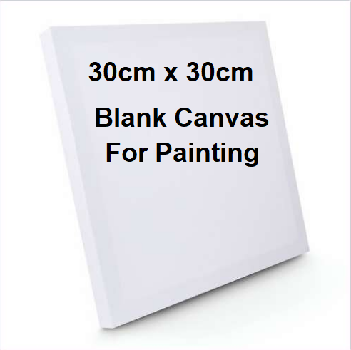 30cm x 30cm Blank Canvas For Painting White Stretched in Wooden