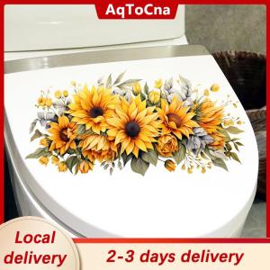 [COD] AqToCna Ship within 24 hours Toilet Sticker Flower Sticker Bathroom Self-adhesive Painting Waterproof Sticker Toilet Cover Bathroom Wall Sticker