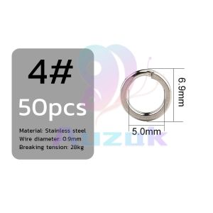 AUK Fishing Split Rings 50pcs Fishing Accessories Stainless Steel Split Rings