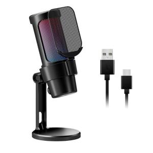 Màu micrô USB Mic Điện dung cho PC với nút tắt tiếng và kim loại Blowout preventer Net cho chơi game và streaming