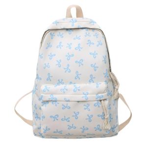 MINIMALUX 1Pcs Large Capacity Bow Backpack Cute Nylon Storage Bag Durable Lightweight Students School Bag for Girls