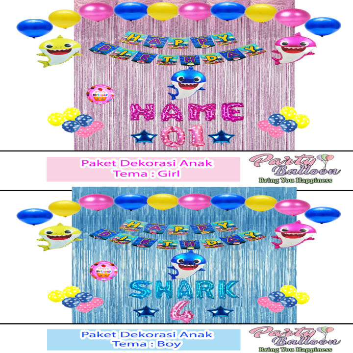 Partybaloon Paket ulang tahun anak tema baby shark | Dekorasi Ultah