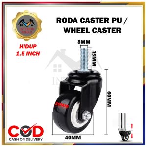Roda PU 15 Inch Wheel Caster Roda Lemari Etalase Roda Troli Hitam