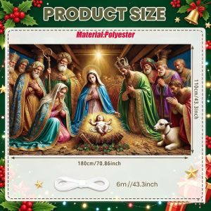 【Reusable Christmas Backdrop】180x110CM Merry Christmas tree reindeer gold Party Banner decoration durable background family Xmas Supplies