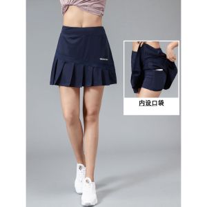 Womens Sports Badminton Tennis Golf Skirts Quick-drying Fitness Running Marathon Pleated Skorts Summer