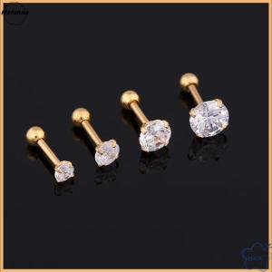 Follow Get More【Metonna】 1 Piece 4 Prong Rhinestone Ear Studs Earrings For Women Men Tragus Cartilage Standard Lobe Jewelry Gift