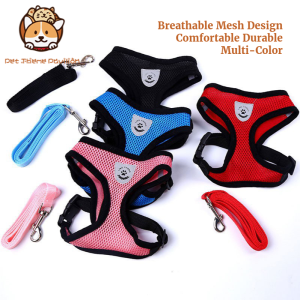Pet Leash Dog Harness Leash Mesh Collar Leash Strap Complete Set Pet Adjustable Leash Belt Traction Rope Pet Training Supplies