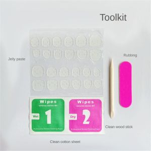 FenHuan 【Local Delivery 】24pcs/box Spring And Summer New Wear Nail Plate French Long And Short Fritillaria Love Glitter Cute Smudge Nail Patch Glue 【】